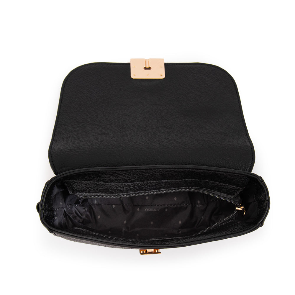 Cartera bandolera con tapa mediana elois negro