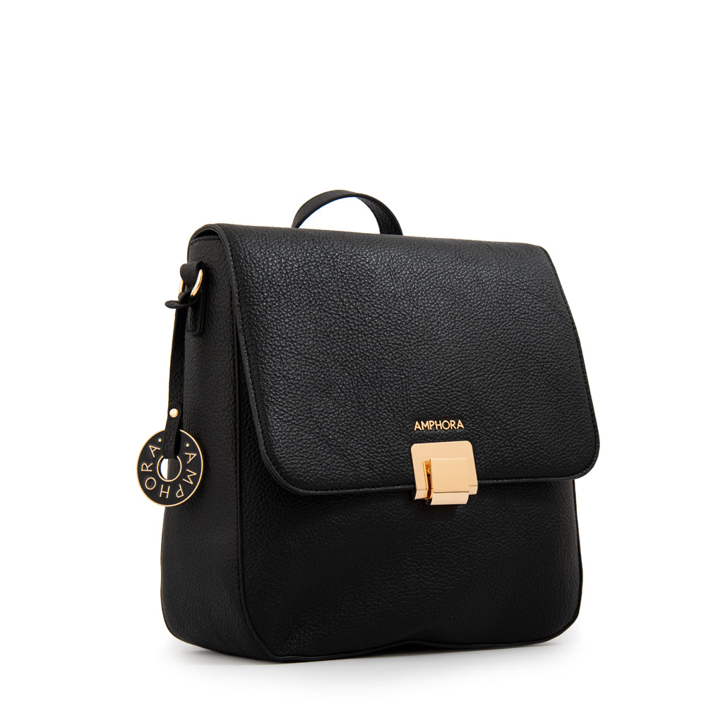 Mochila con tapa elois mediana negro