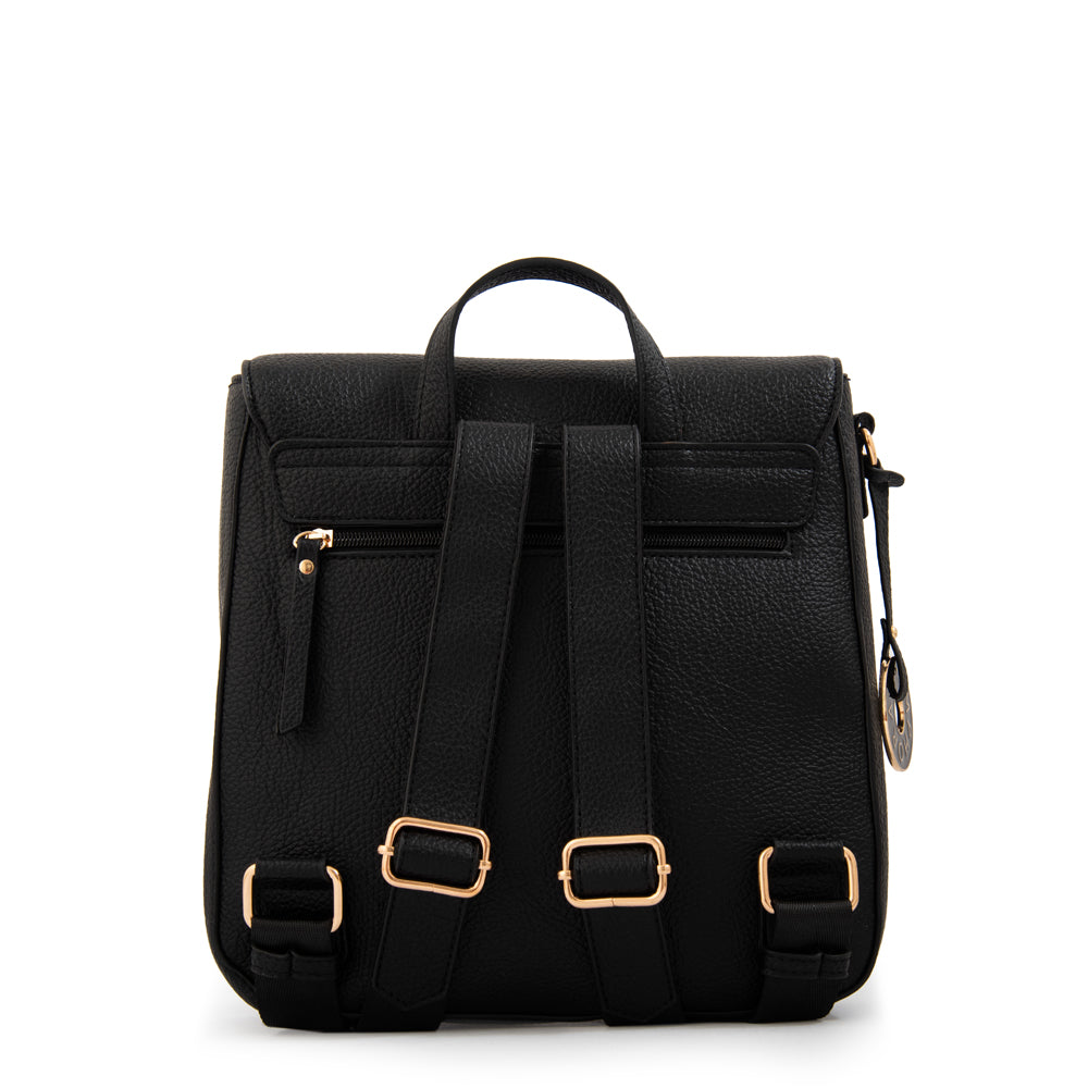 Mochila con tapa elois mediana negro