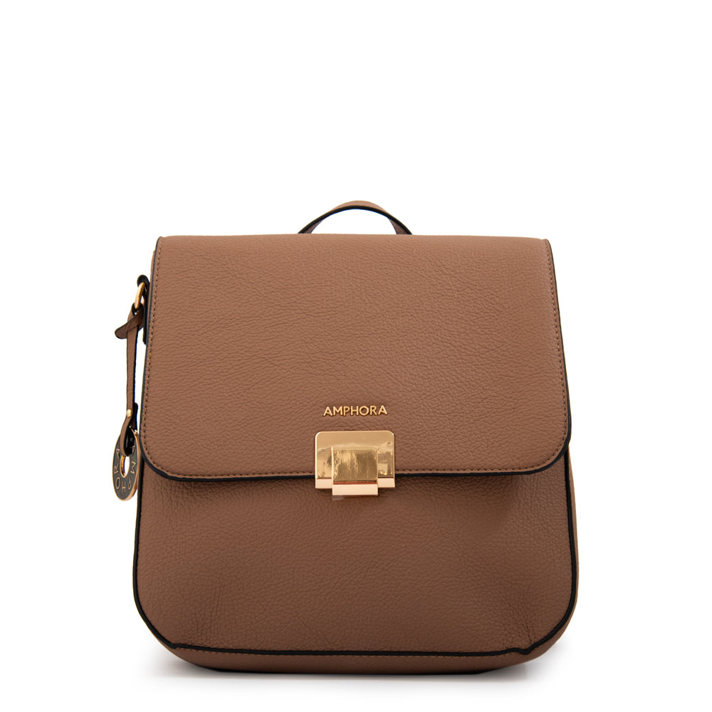 Mochila con tapa elois mediana taupe