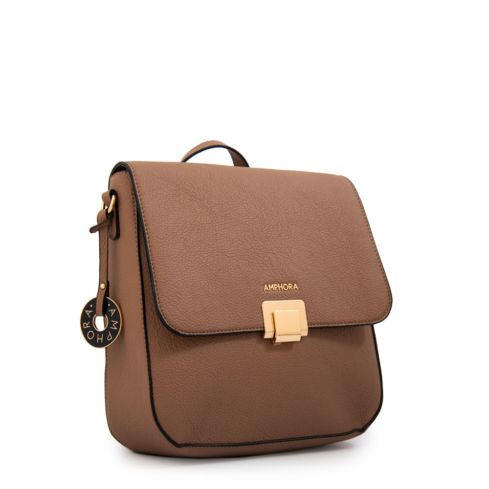 Mochila con tapa elois mediana taupe