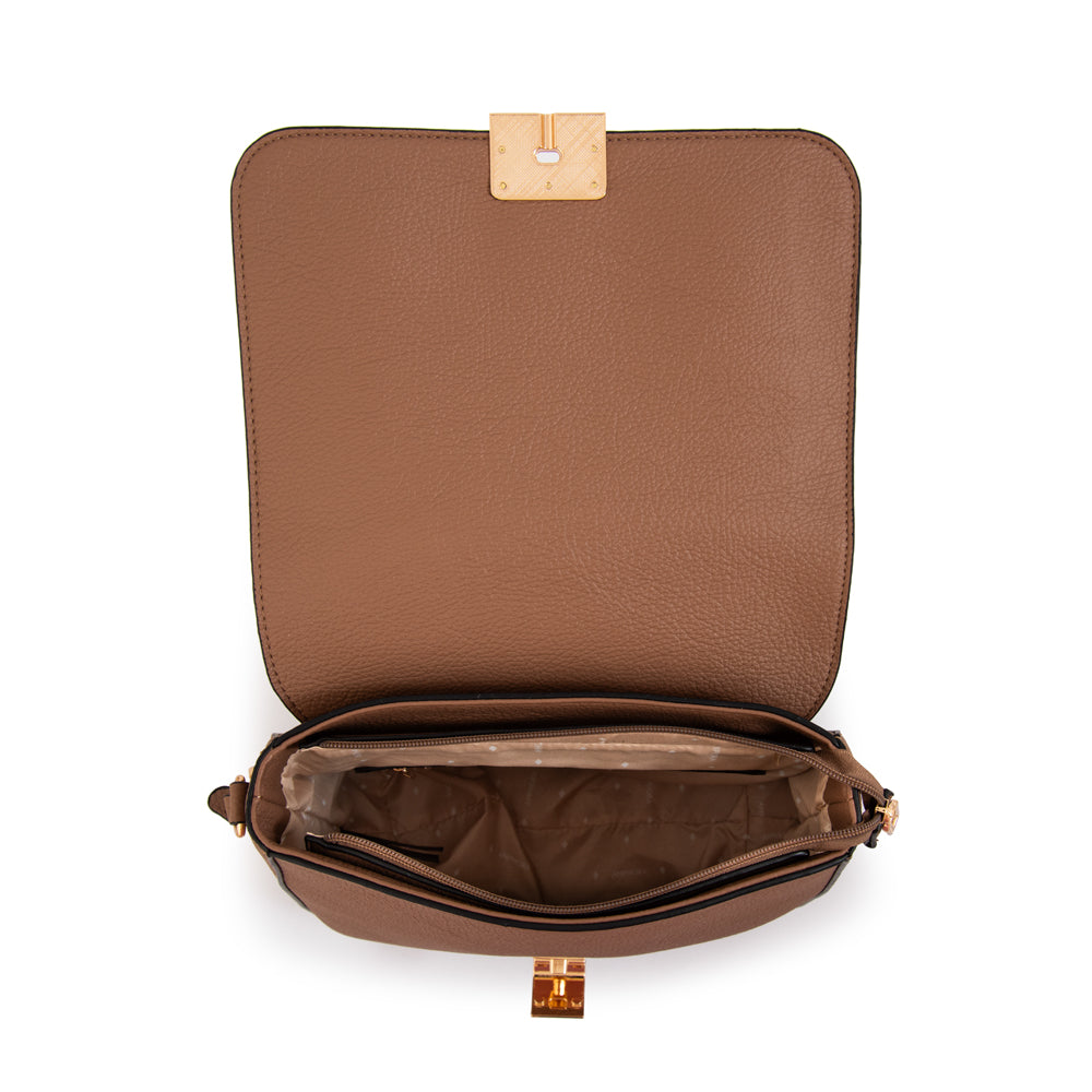 Mochila con tapa elois mediana taupe