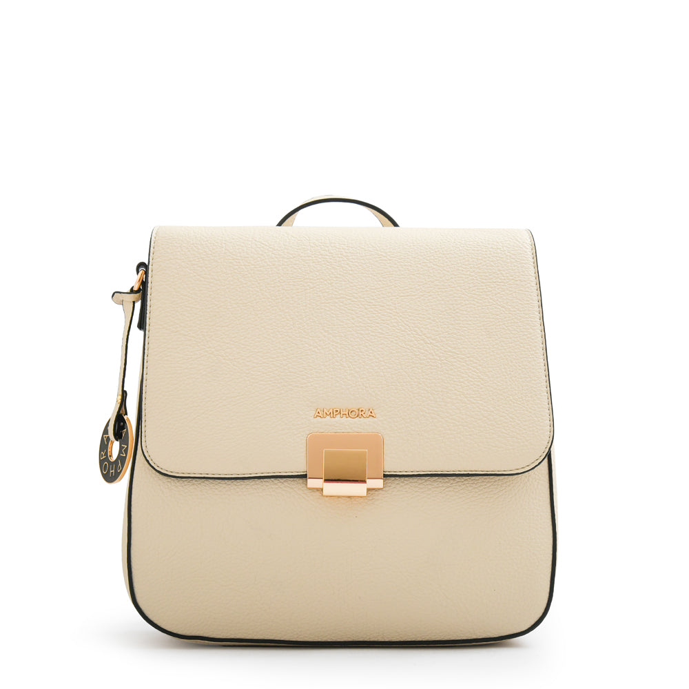 Mochila con tapa elois mediana blanco crudo