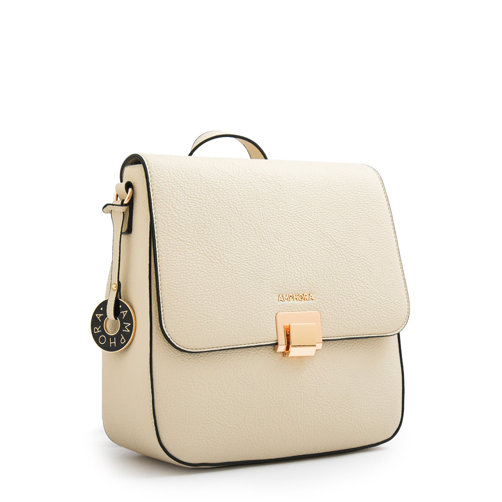 Mochila con tapa elois mediana blanco crudo