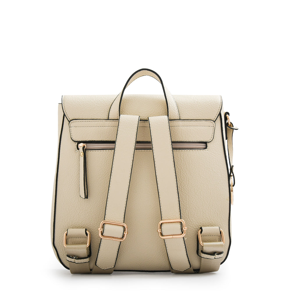 Mochila con tapa elois mediana blanco crudo