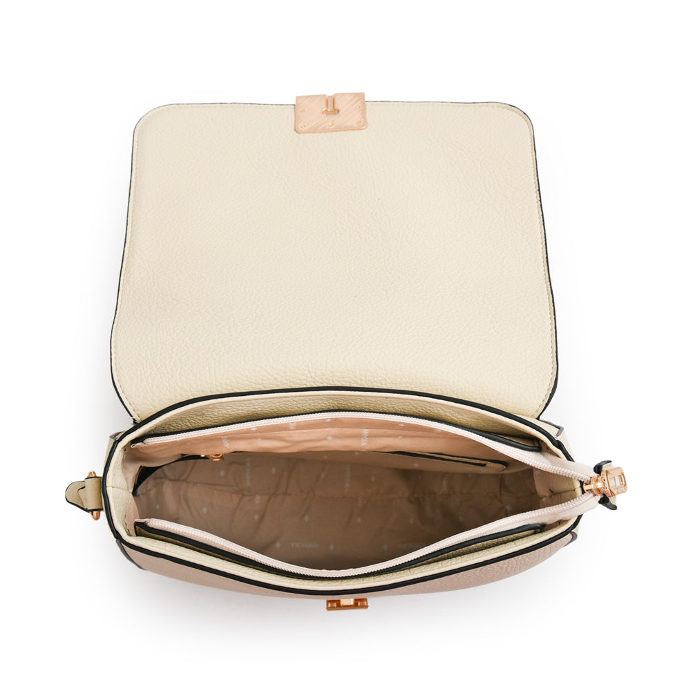 Mochila con tapa elois mediana blanco crudo