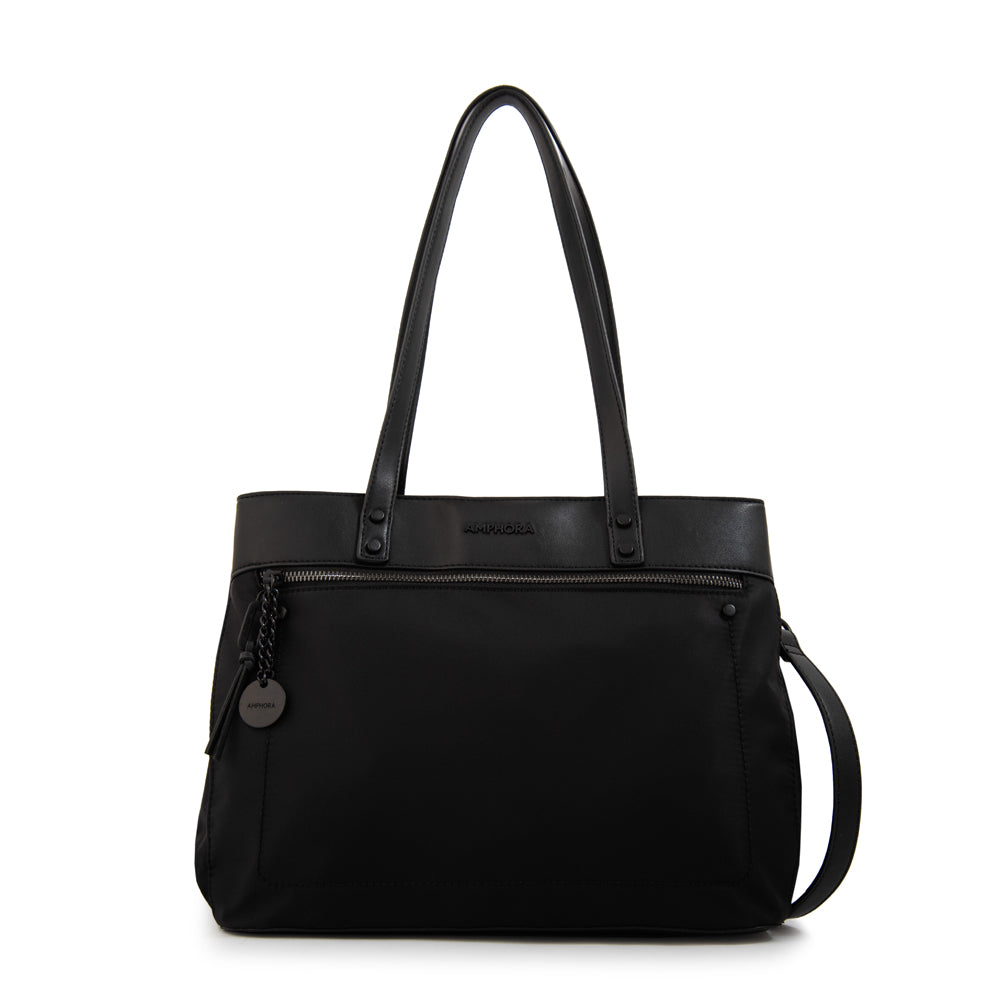 Cartera Dos Asas tres divisiones paula negro especial