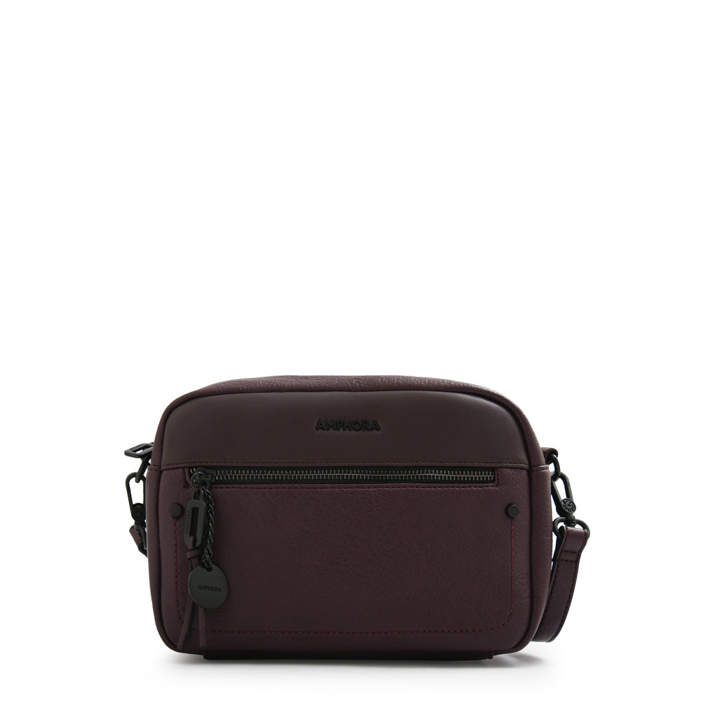 Cartera bandolera paula mediana burdeo