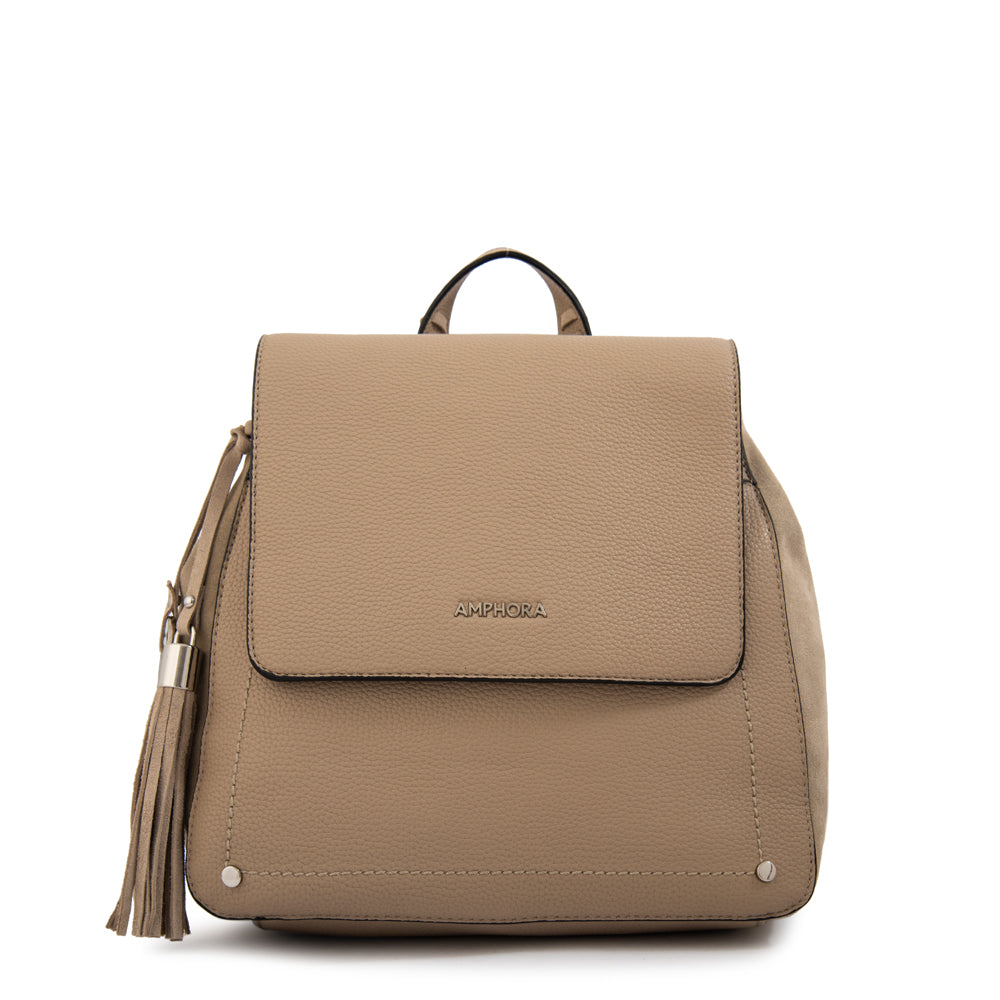 Mochila con tapa etiopia mediana taupe