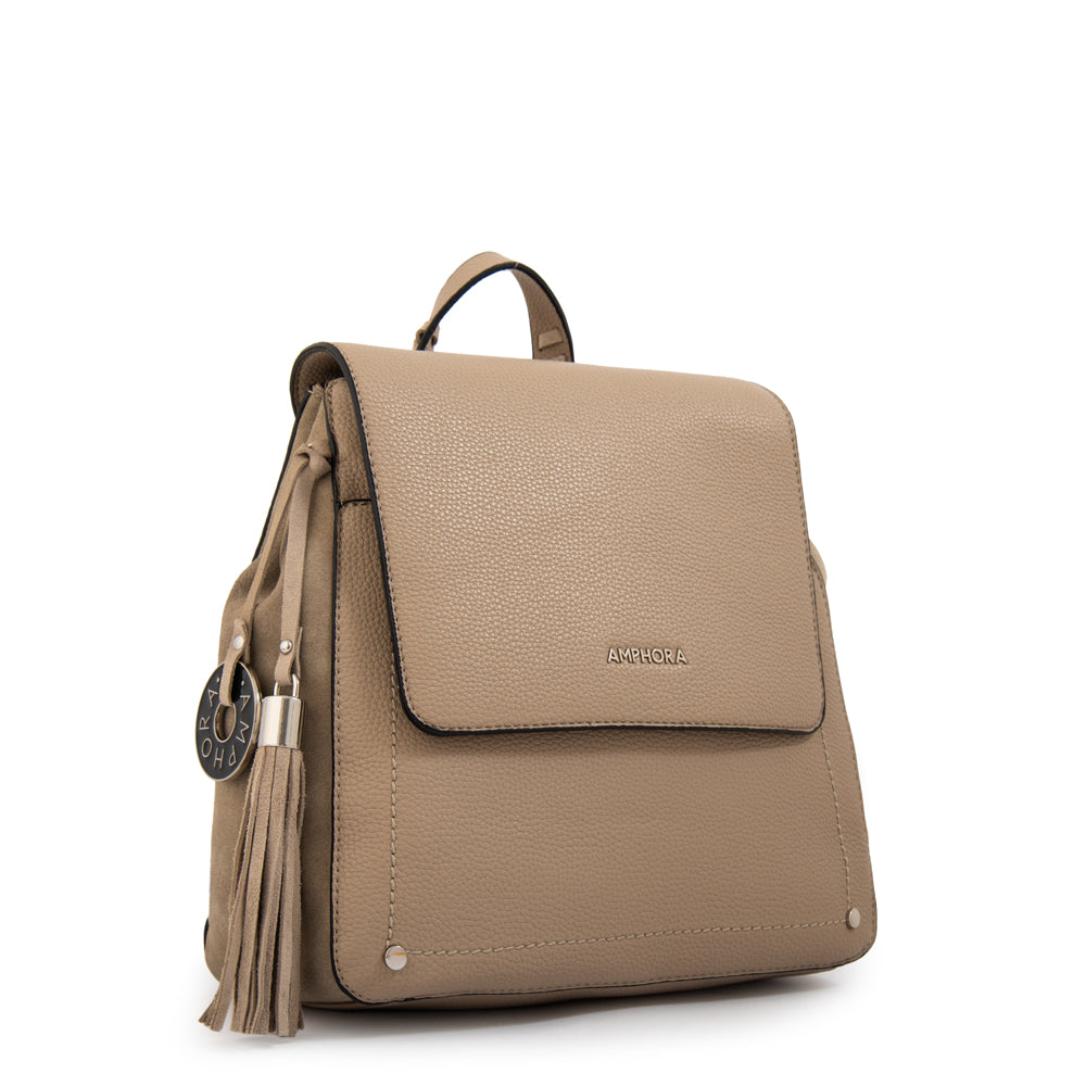 Mochila con tapa etiopia mediana taupe