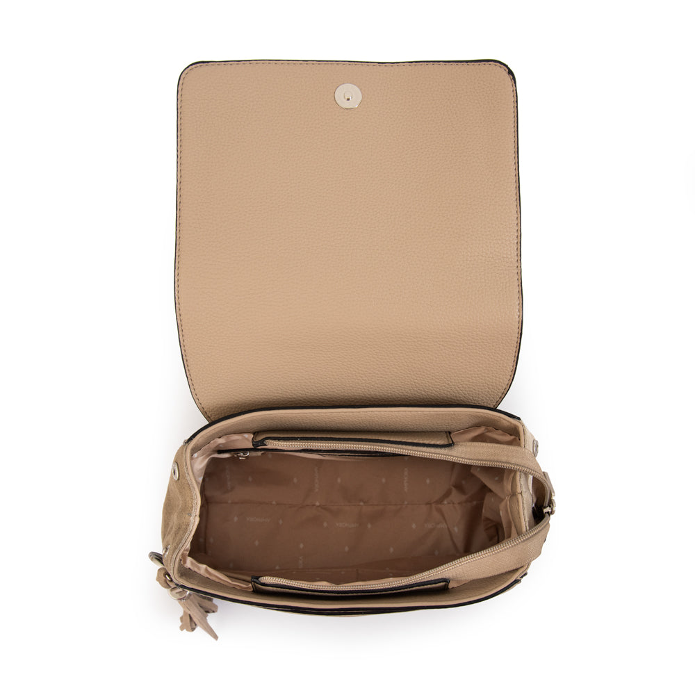Mochila con tapa etiopia mediana taupe