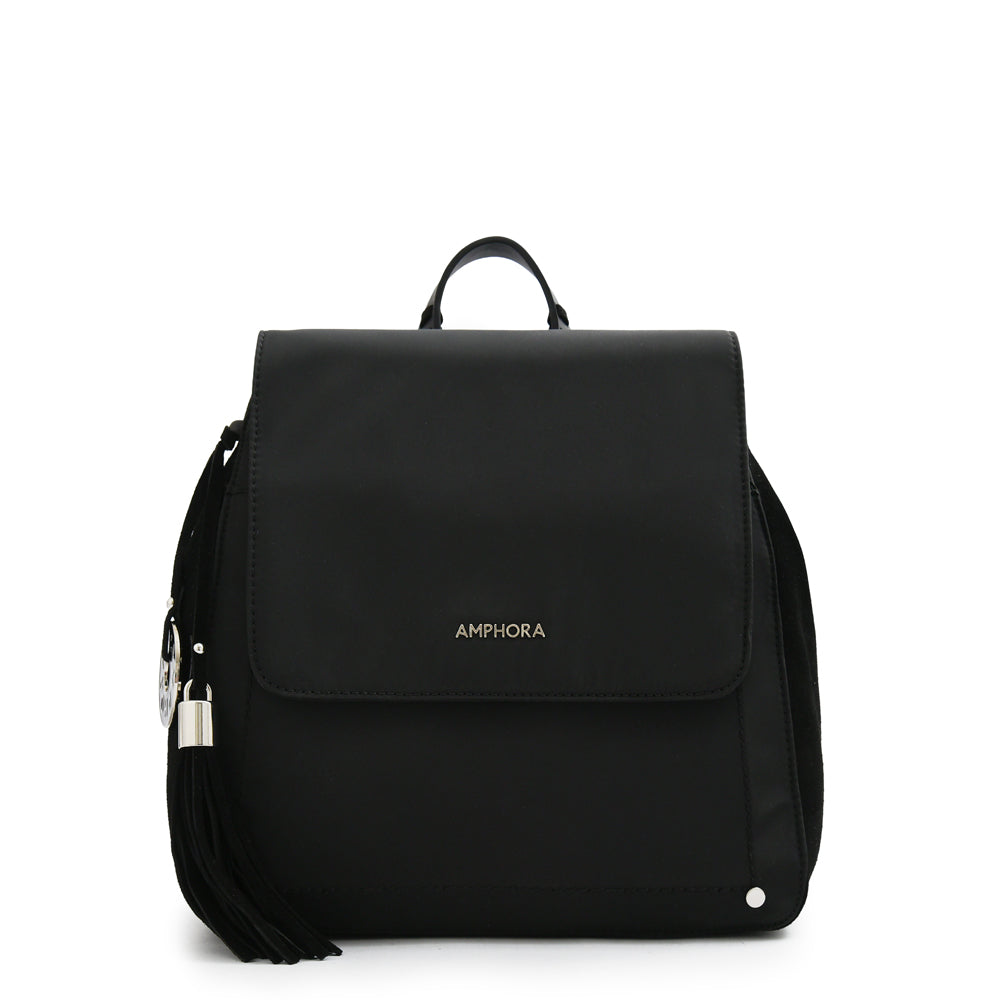Mochila con tapa etiopia mediana negro especial