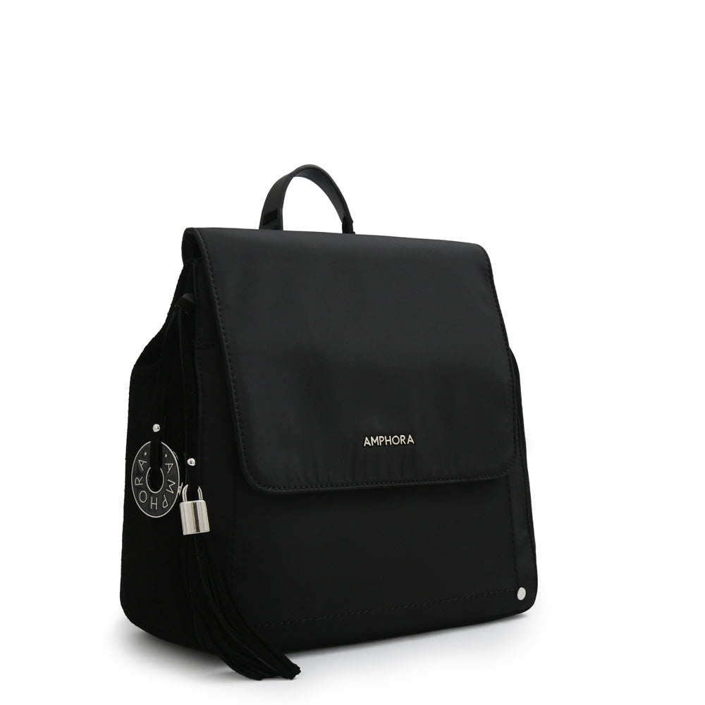Mochila con tapa etiopia mediana negro especial