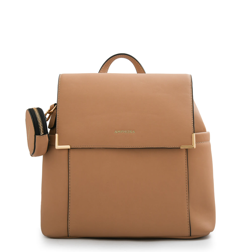 Mochila con tapa corcega mediana beige oscuro