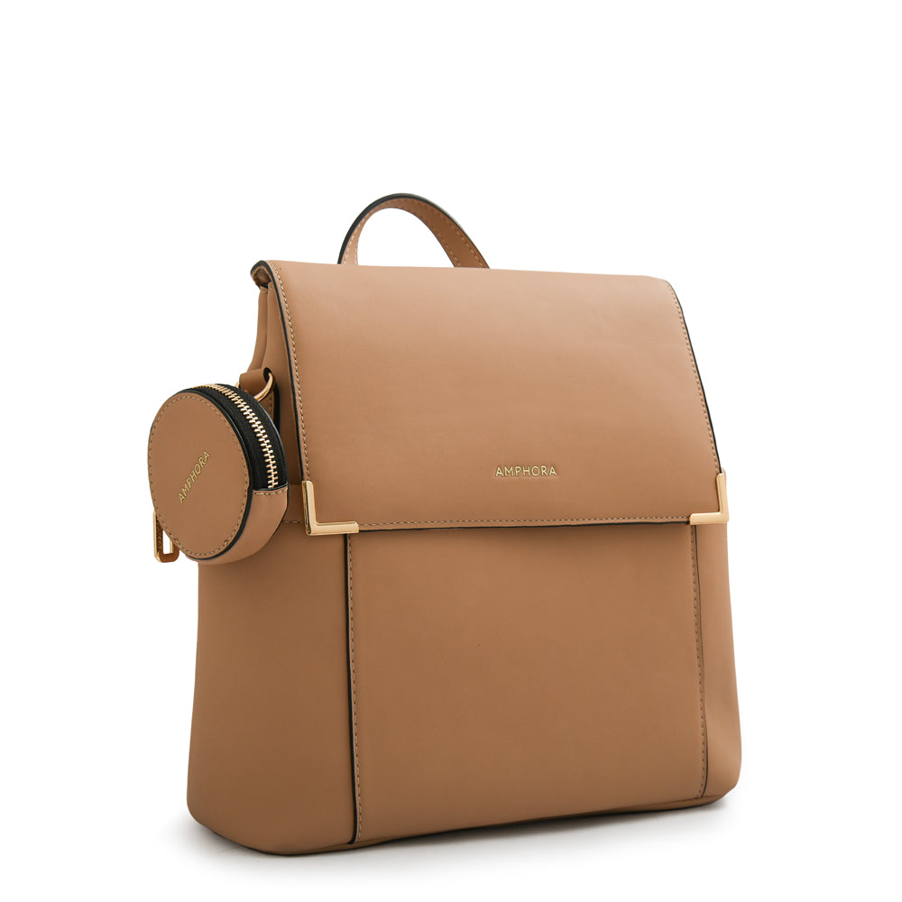 Mochila con tapa corcega mediana beige oscuro