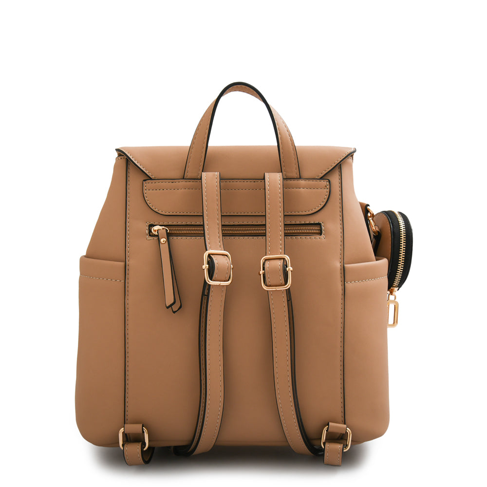 Mochila con tapa corcega mediana beige oscuro