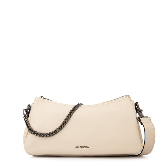 Cartera Corte Oval mediana bonnie blanco crudo