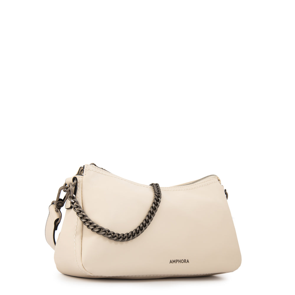 Cartera corte oval bonnie mediana blanco crudo