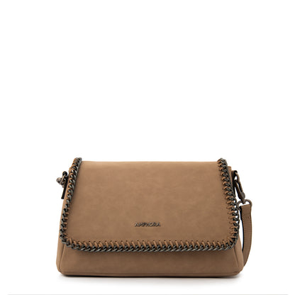 Cartera bandolera con tapa maya mediana taupe