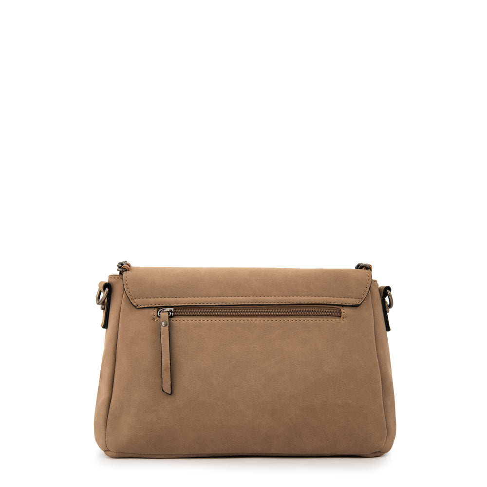 Cartera bandolera con tapa maya mediana taupe
