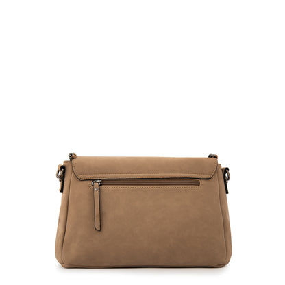 Cartera bandolera con tapa maya mediana taupe