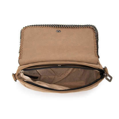 Cartera bandolera con tapa maya mediana taupe