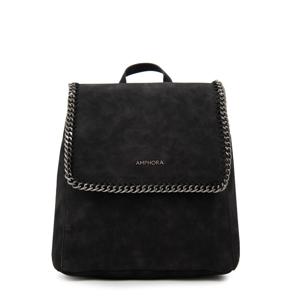 Mochila con tapa maya mediana negro