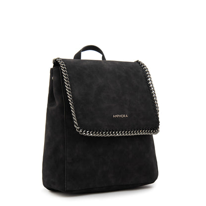 Mochila con tapa mediana maya negro