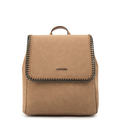 Mochila con tapa maya mediana taupe