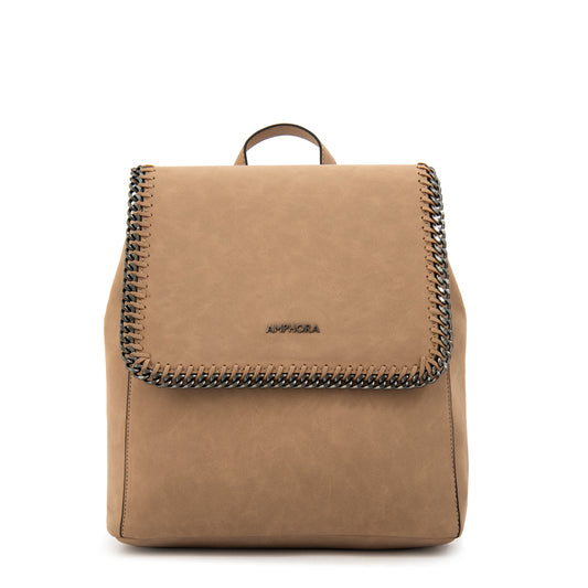 Mochila con tapa maya mediana taupe