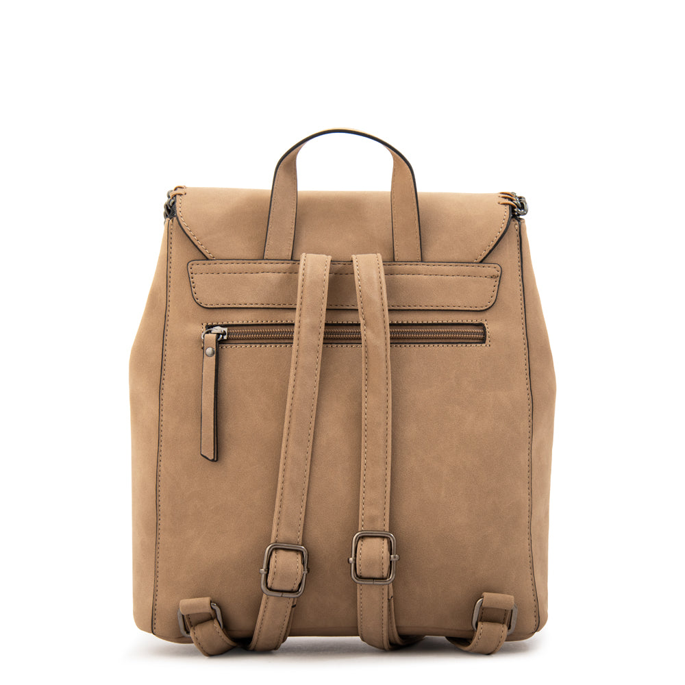 Mochila con tapa maya mediana taupe