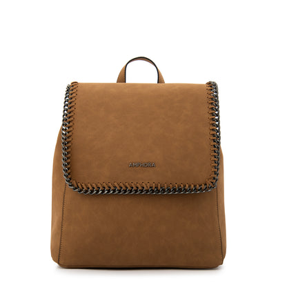 Mochila con tapa mediana maya café