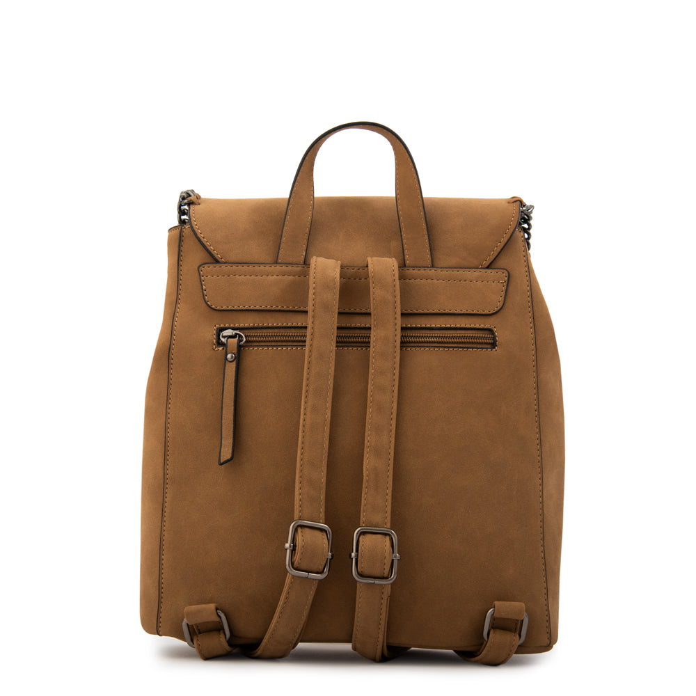 Mochila con tapa maya mediana café