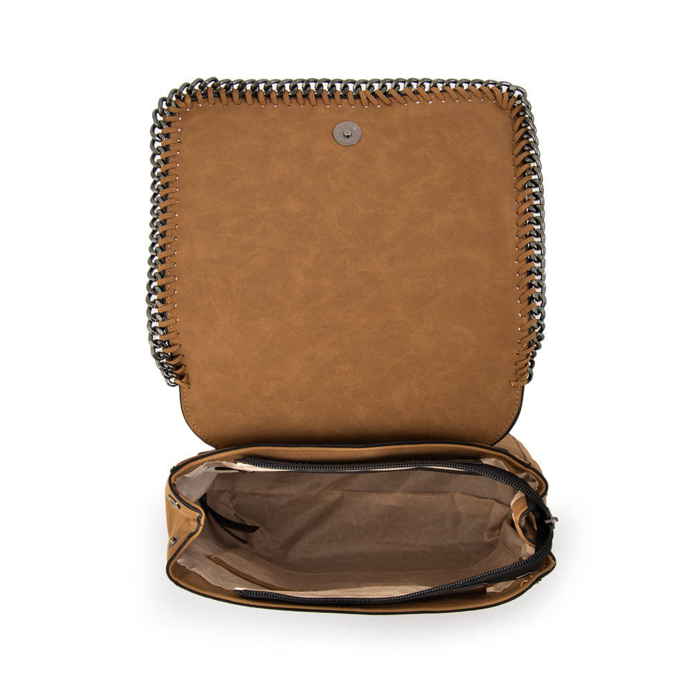 Mochila con tapa maya mediana café
