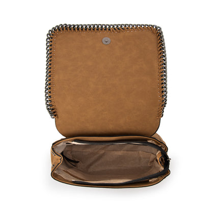 Mochila con tapa mediana maya café