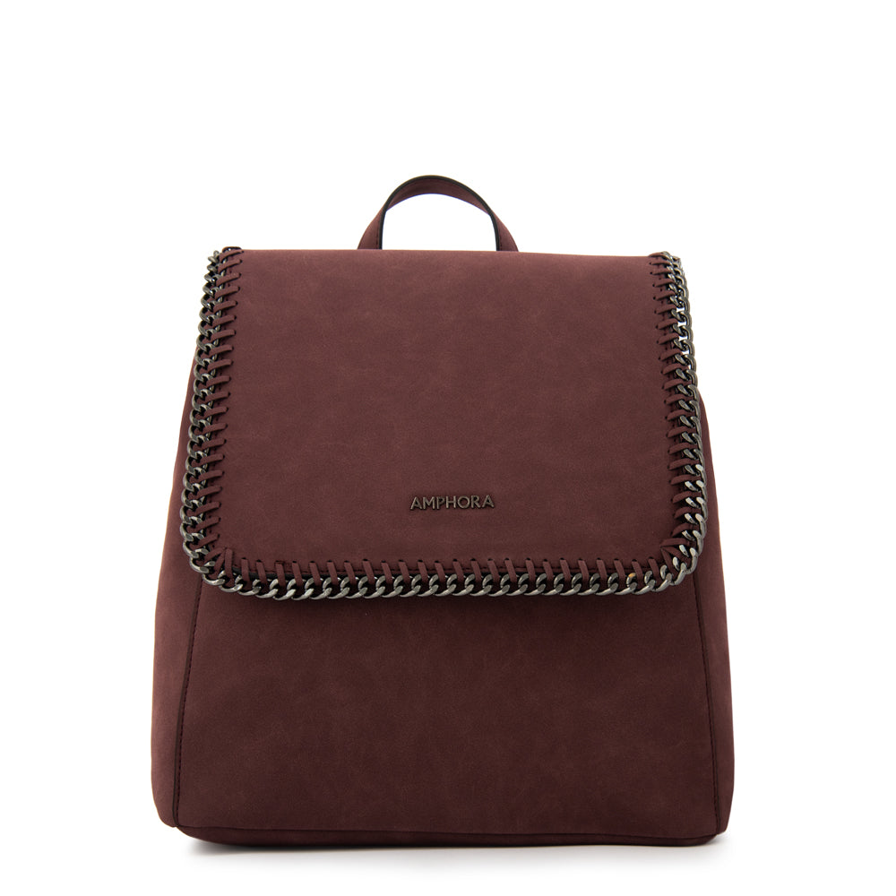 Mochila con tapa maya mediana burdeo