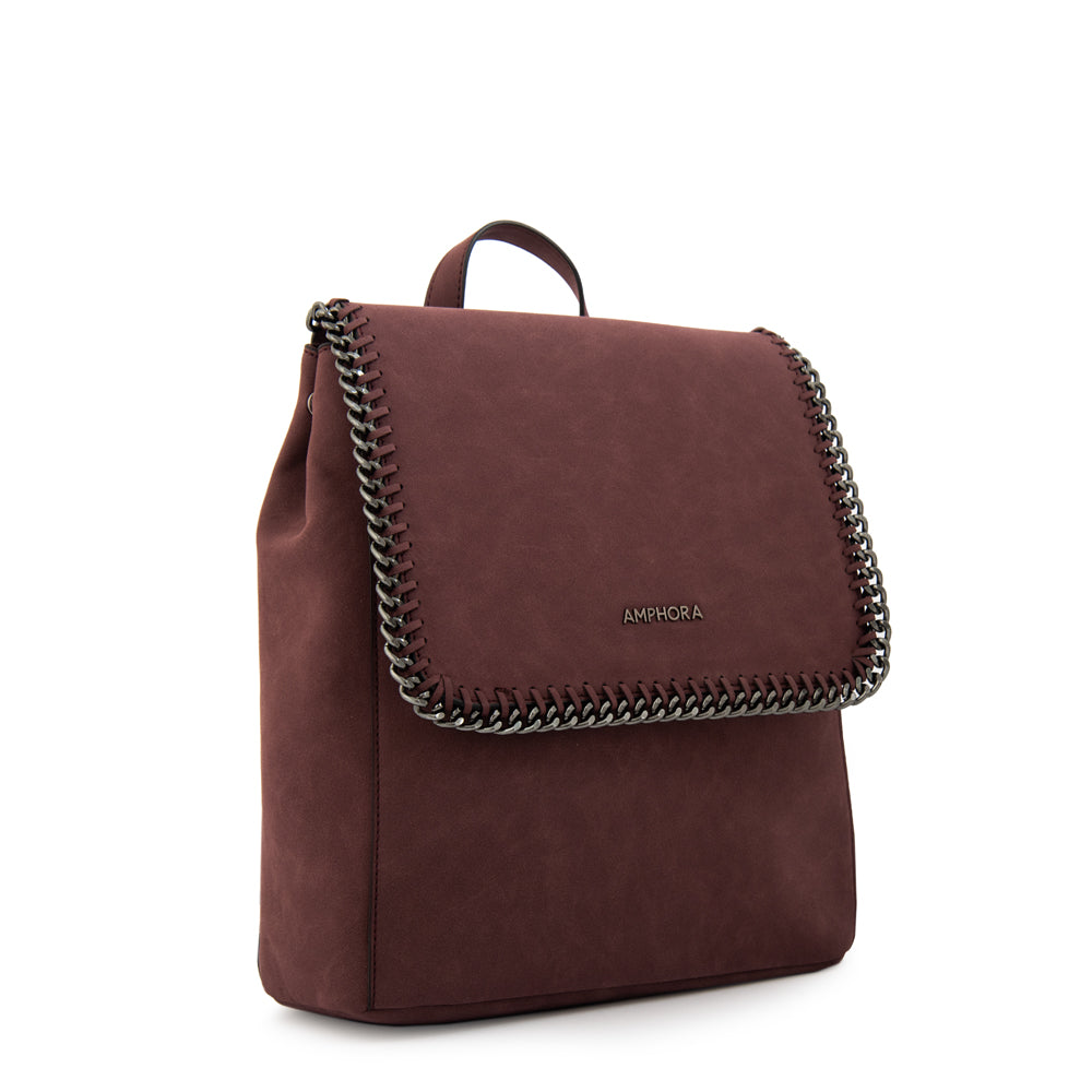 Mochila con tapa maya mediana burdeo