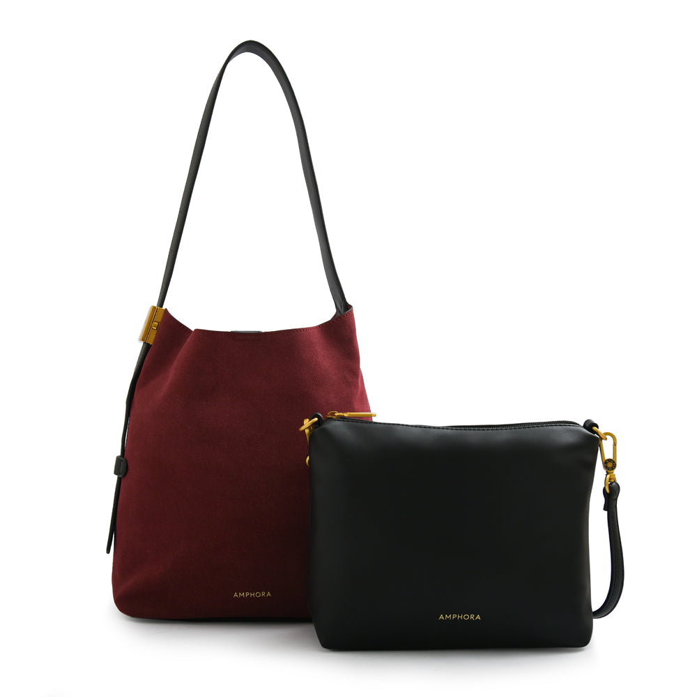 Cartera Corte Recto mediana brisy burdeo