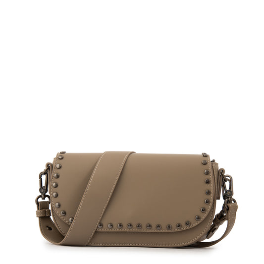 Cartera Bandolera con tapa pequeña nicola taupe
