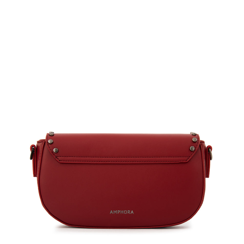 Cartera bandolera con tapa pequeña nicola rojo oscuro