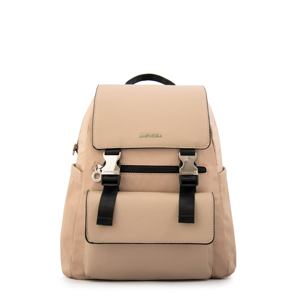 Mochila con tapa lois mediana beige