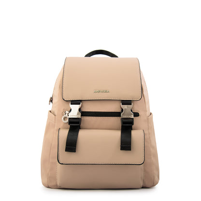 Mochila con tapa lois mediana beige