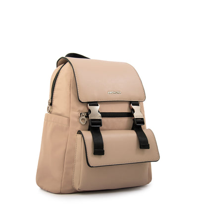 Mochila con tapa lois mediana beige