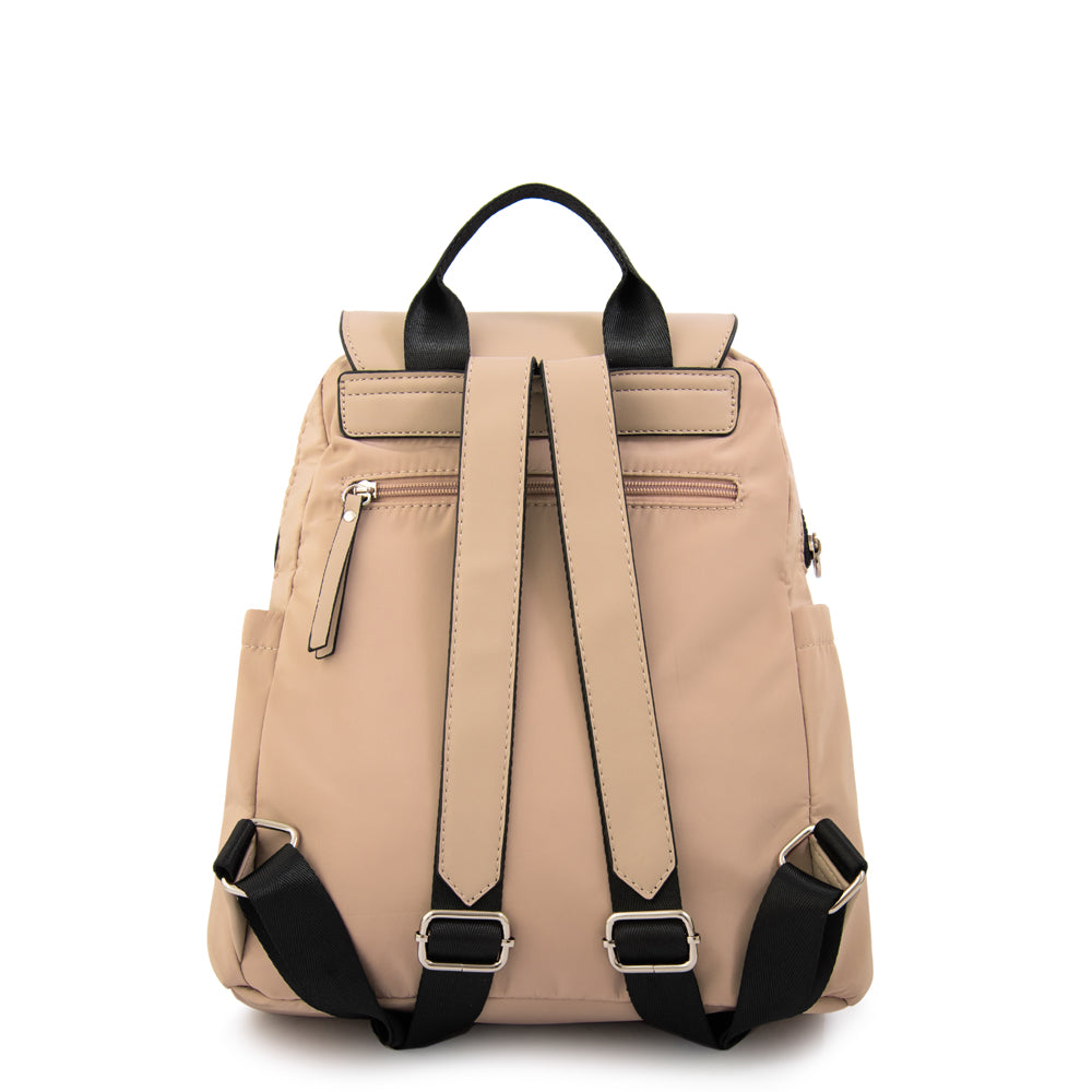 Mochila con tapa lois mediana beige