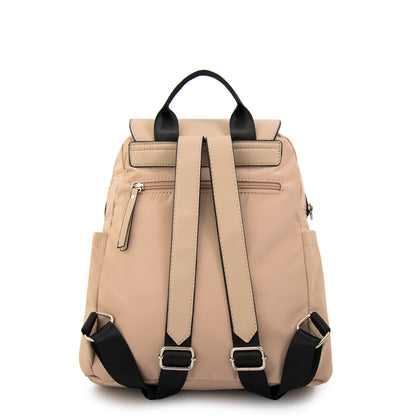 Mochila con tapa lois mediana beige