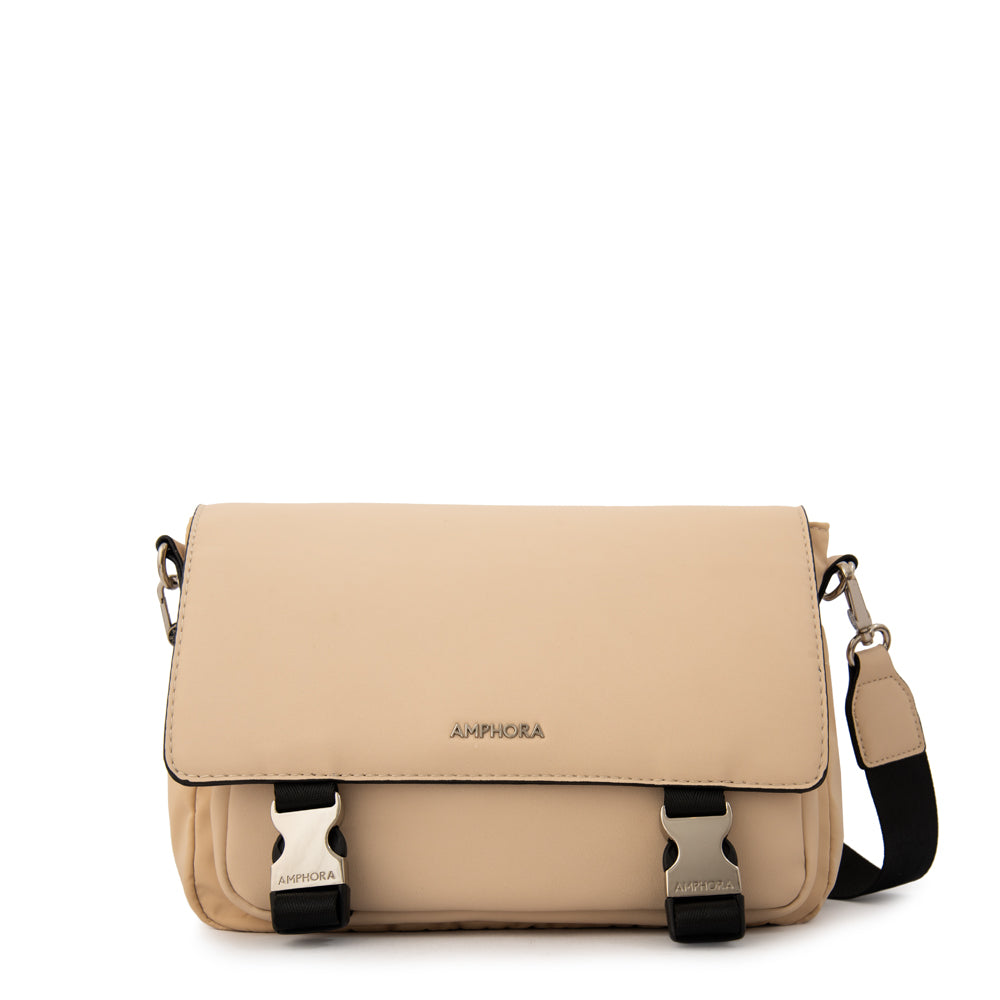 Cartera bandolera con tapa lois mediana beige