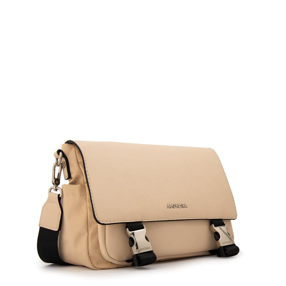 Cartera bandolera con tapa lois mediana beige