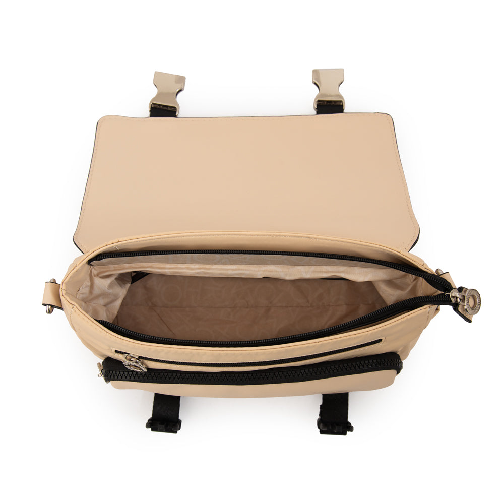 Cartera bandolera con tapa lois mediana beige