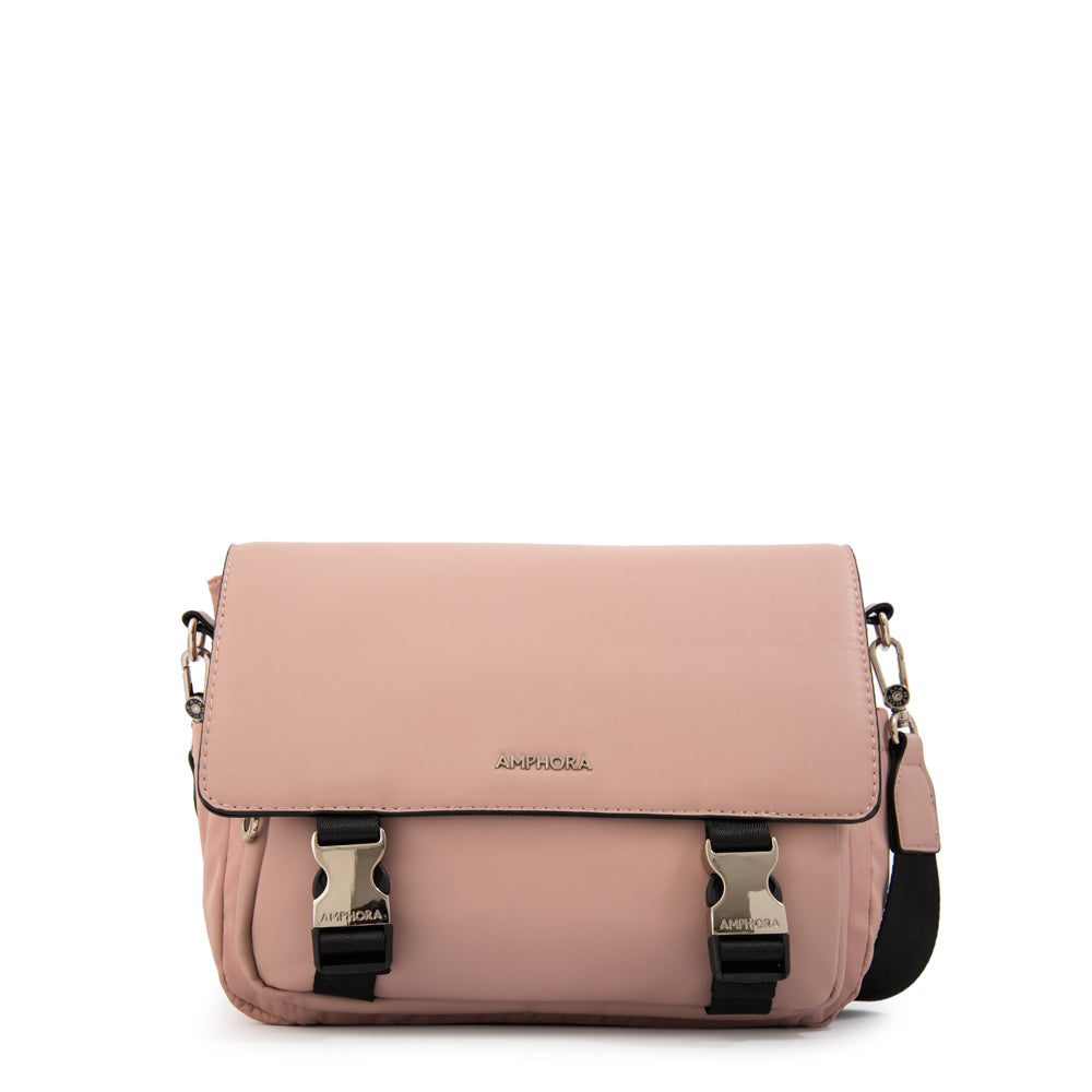 Cartera bandolera con tapa lois mediana rosa viejo