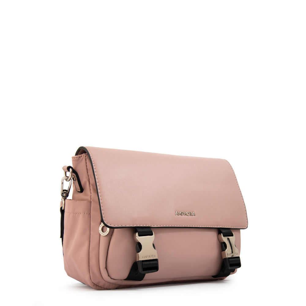 Cartera bandolera con tapa lois mediana rosa viejo